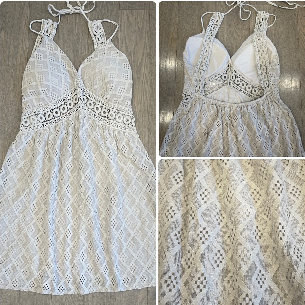 Italian Fashion Lace Backless Cut Out Swim Cover Up Dress Made Italy Padded L